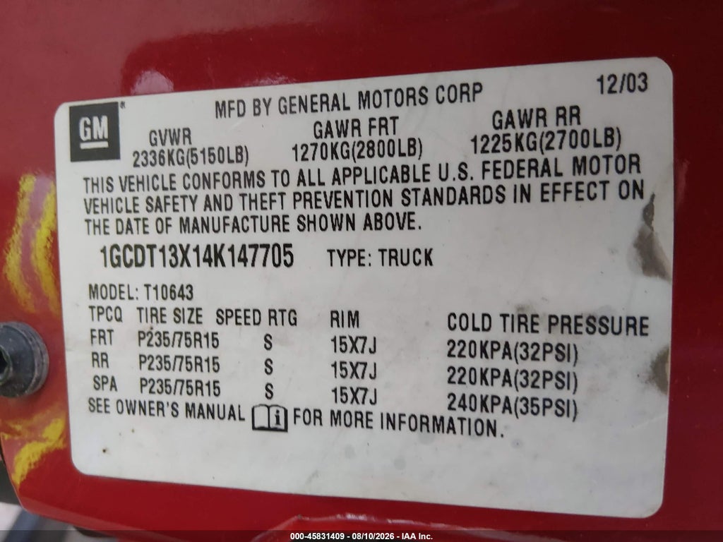 2004 Chevrolet S-10 LS photo 9