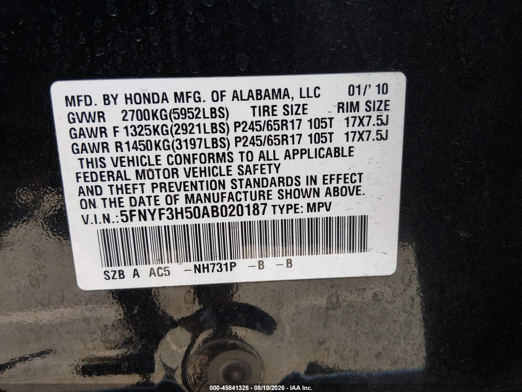 2010 Honda Pilot EX-L photo 9
