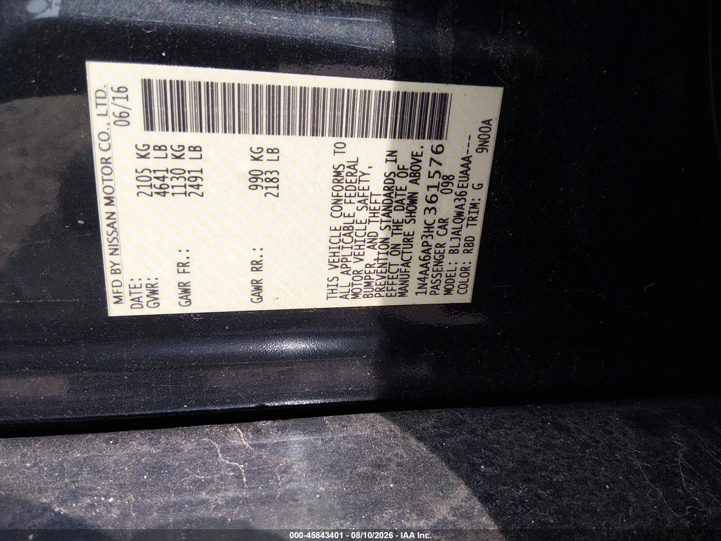 2017 Nissan Maxima 3.5 Platinum/3.5 S/3.5 SL/3.5 SR/3.5 SV photo 9