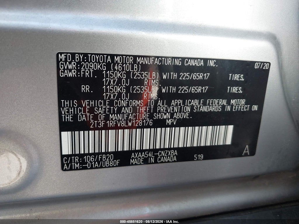 2020 Toyota RAV4 LE photo 9
