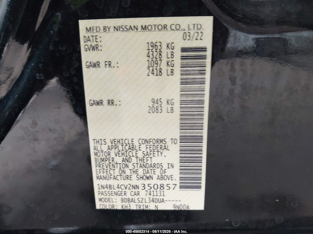 2022 Nissan Altima SR FWD photo 9