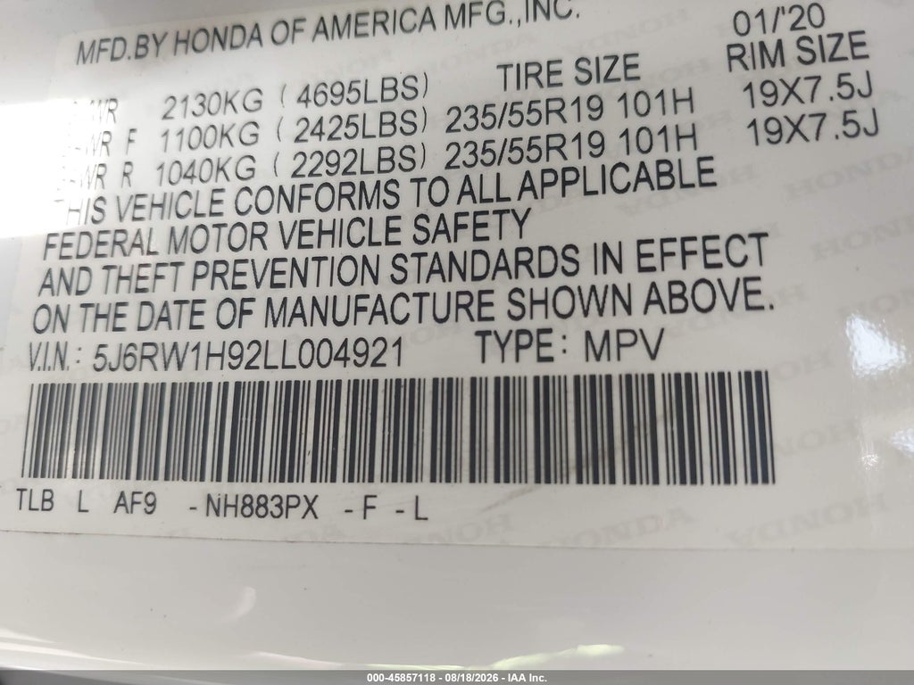 2020 Honda CR-V 2WD Touring photo 9