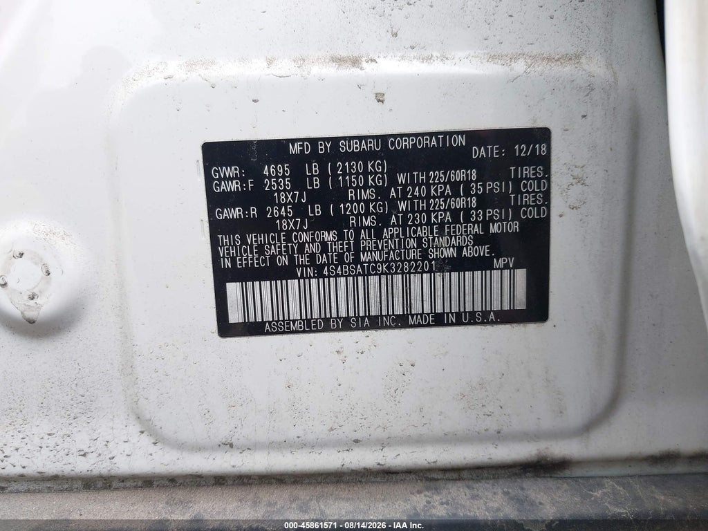 2019 Subaru Outback 2.5I Touring photo 9
