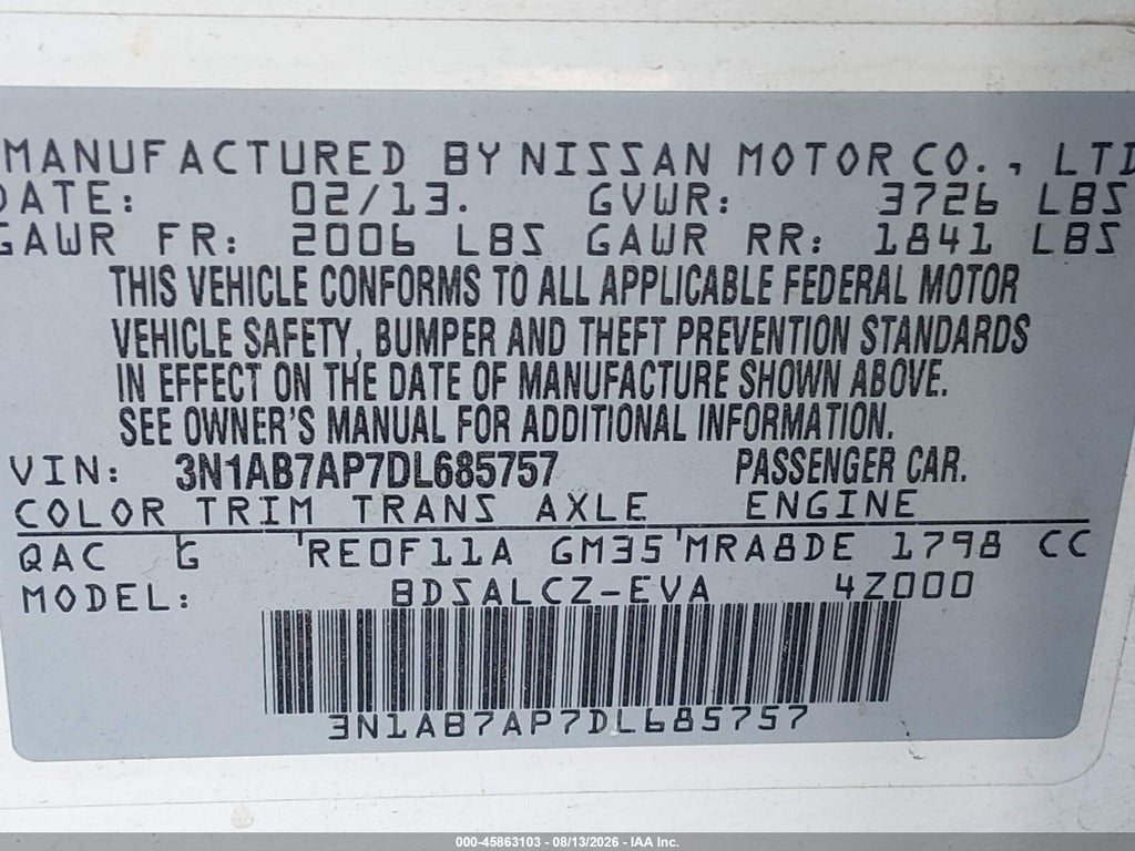 2013 Nissan Sentra S photo 9