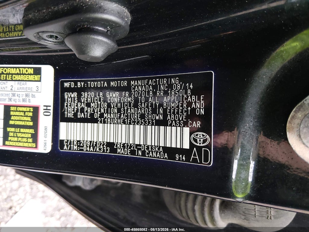 2015 Toyota Corolla S Plus photo 9