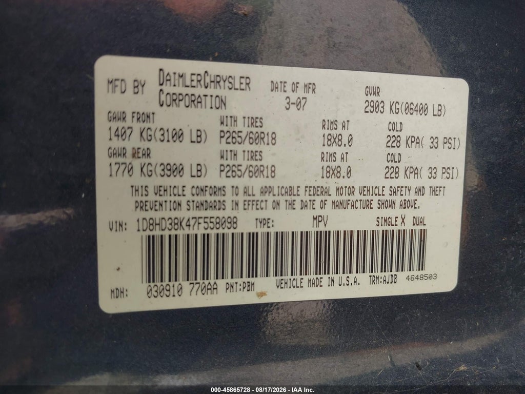 2007 Dodge Durango SXT photo 9