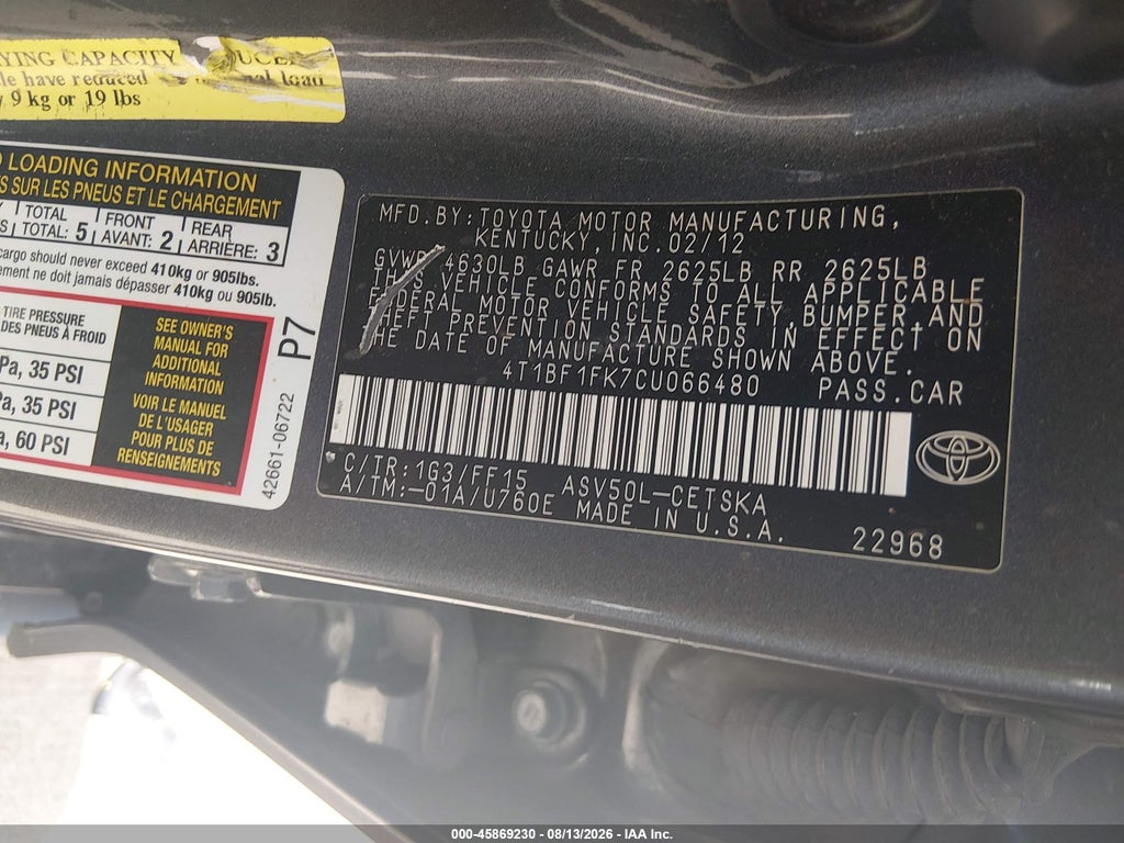2012 Toyota Camry SE photo 9