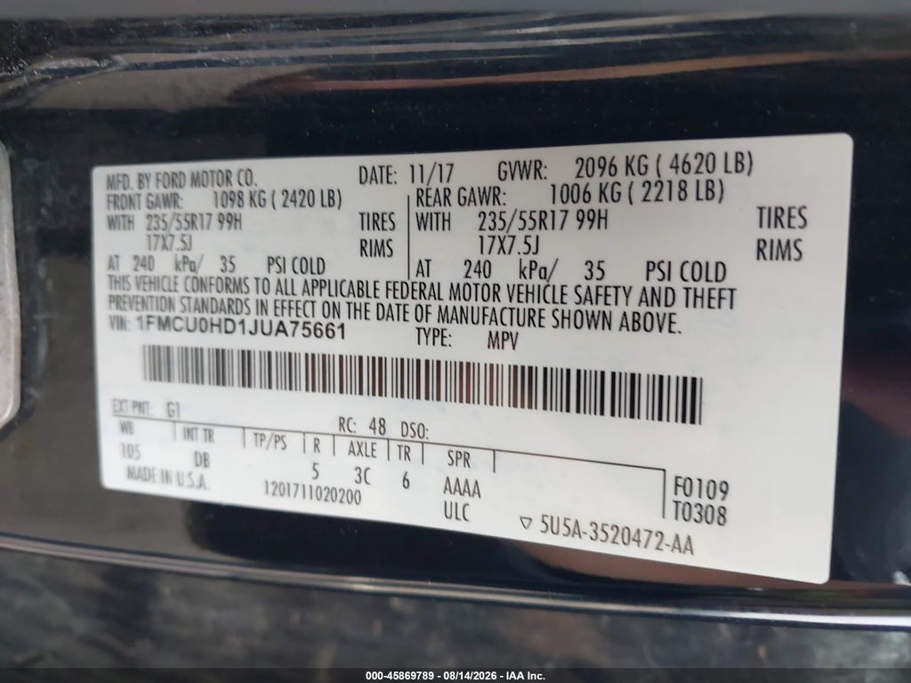 2018 Ford Escape SEL photo 9