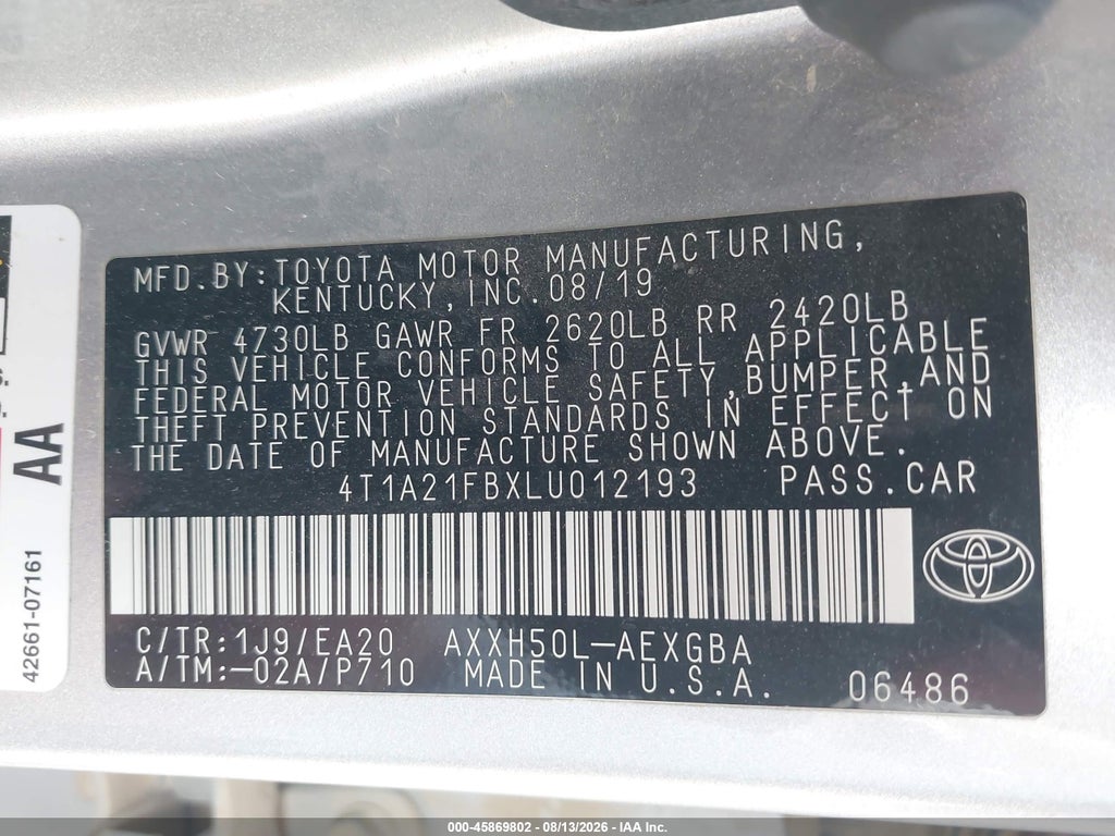 2020 Toyota Avalon Hybrid XLE photo 9