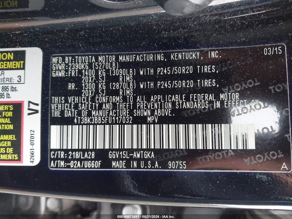 2015 Toyota Venza Limited V6 photo 9