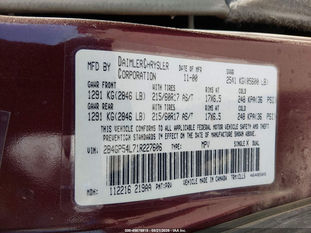 2001 Dodge Grand Caravan ES photo 9