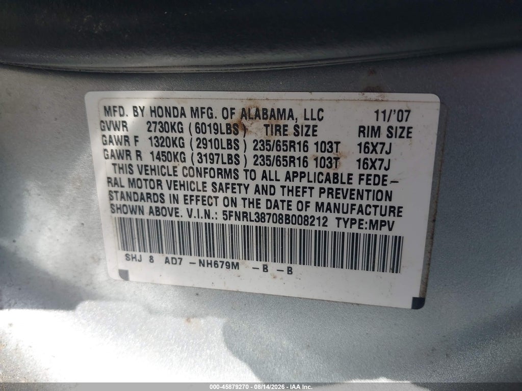 2008 Honda Odyssey EX-L photo 9