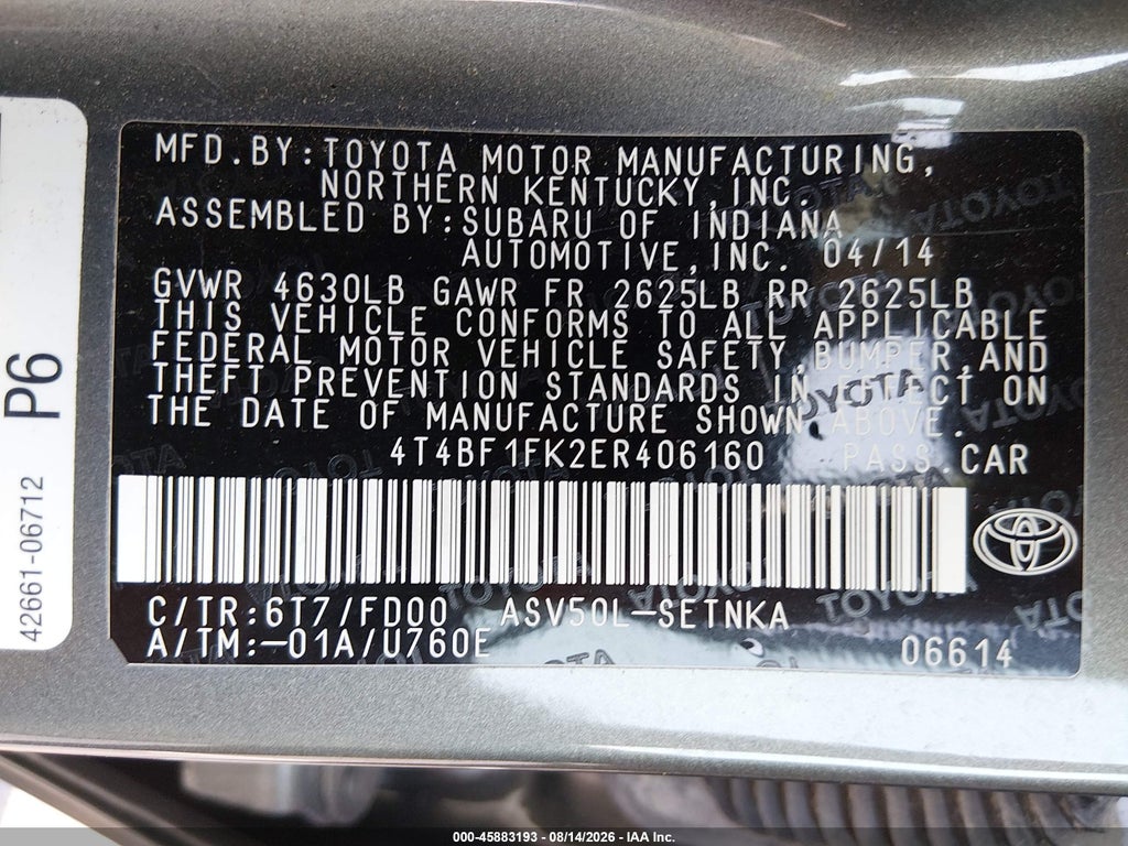 2014 Toyota Camry LE photo 9