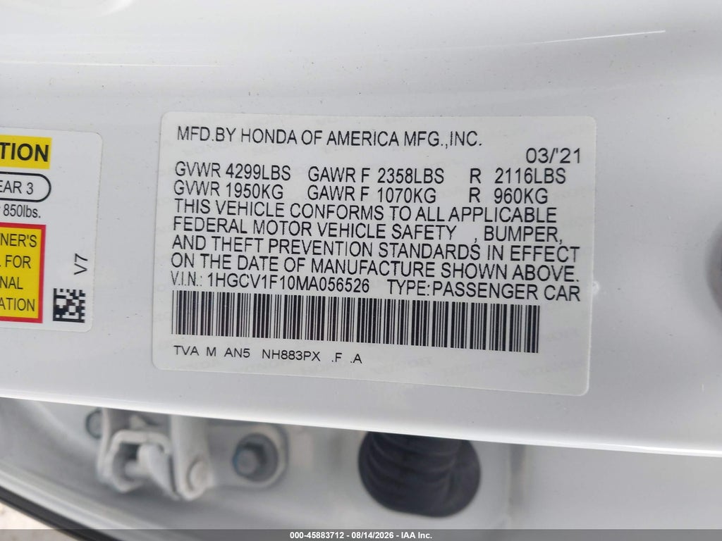 2021 Honda Accord LX photo 9