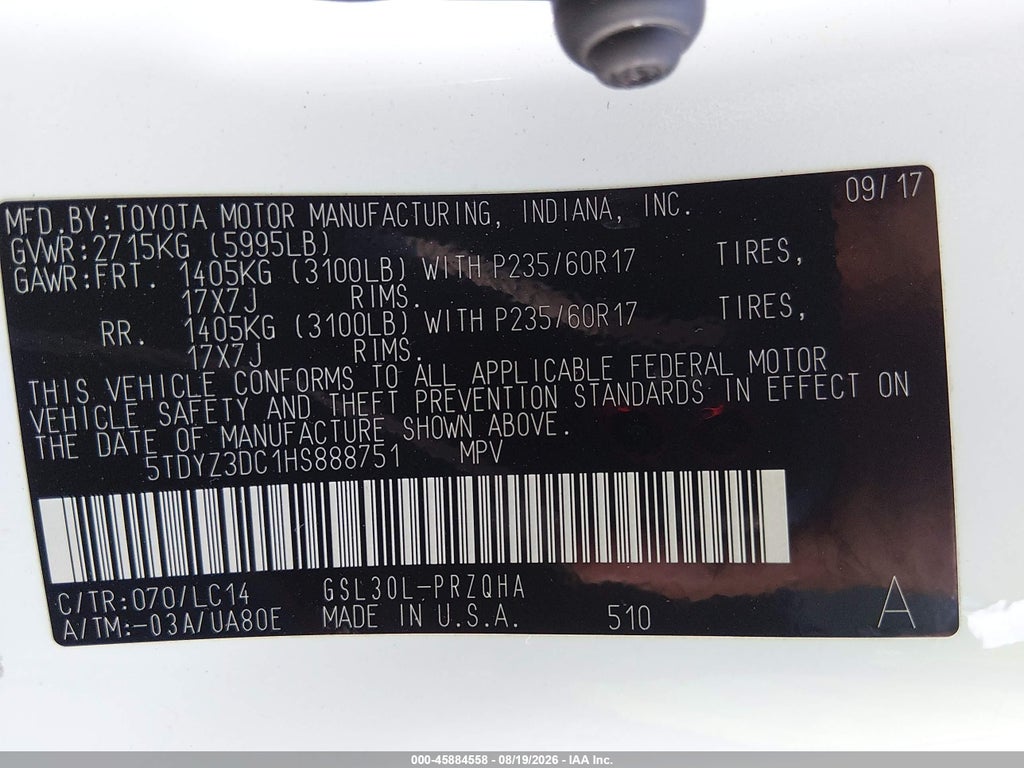 2017 Toyota Sienna XLE 8 Passenger photo 9