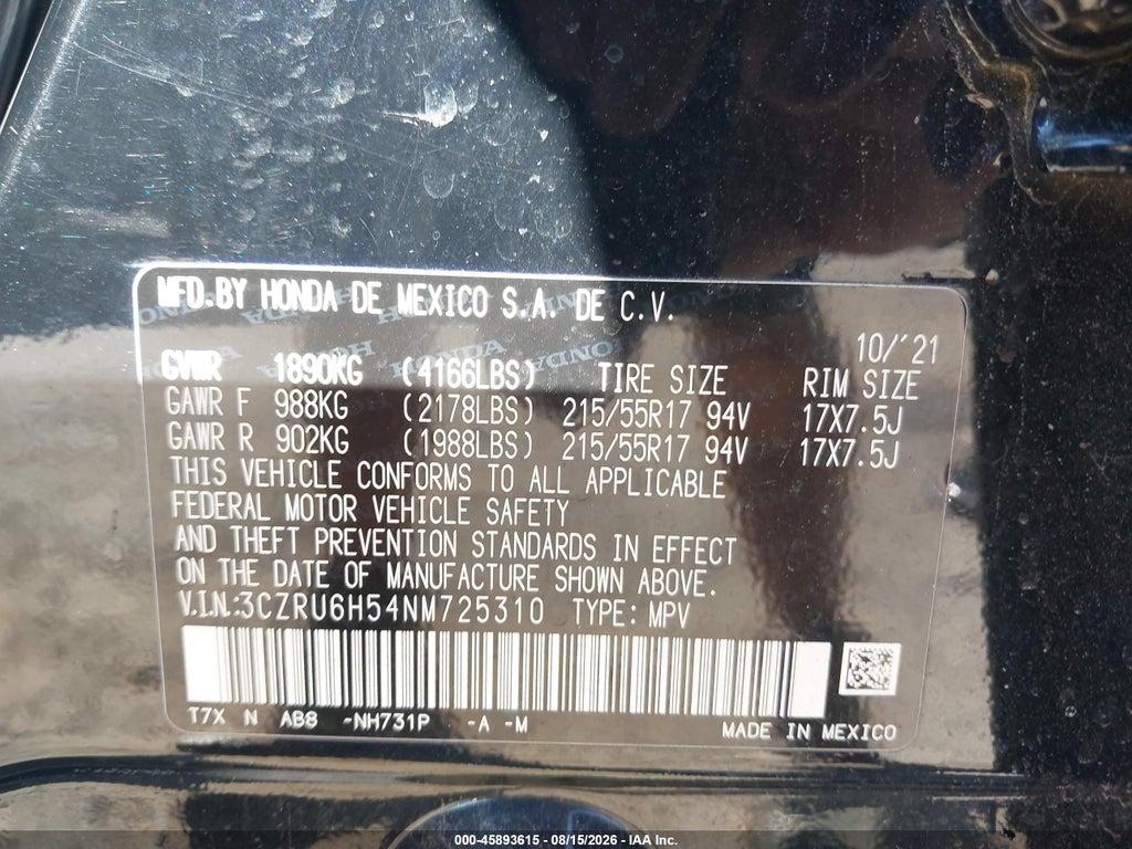 2022 Honda HR-V AWD EX photo 9