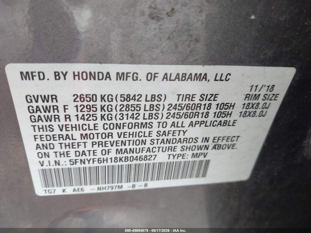 2019 Honda Pilot LX photo 9
