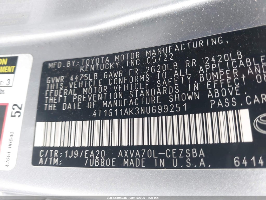 2022 Toyota Camry SE photo 9