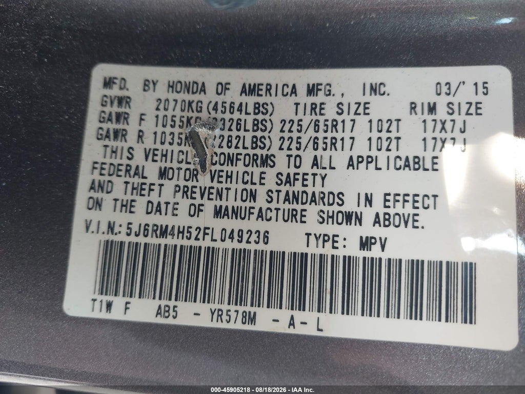 2015 Honda CR-V EX photo 9