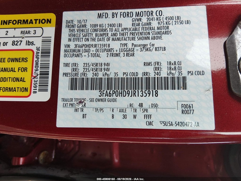 2018 Ford Fusion SE photo 9