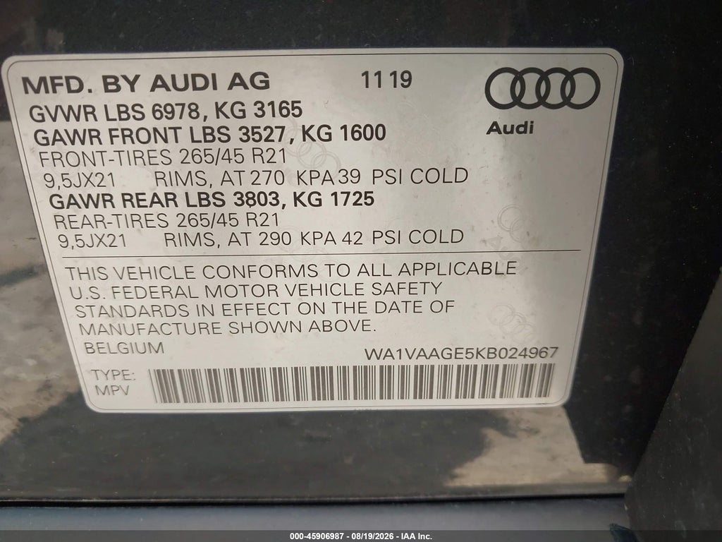 2019 Audi E-Tron Premium Plus photo 9