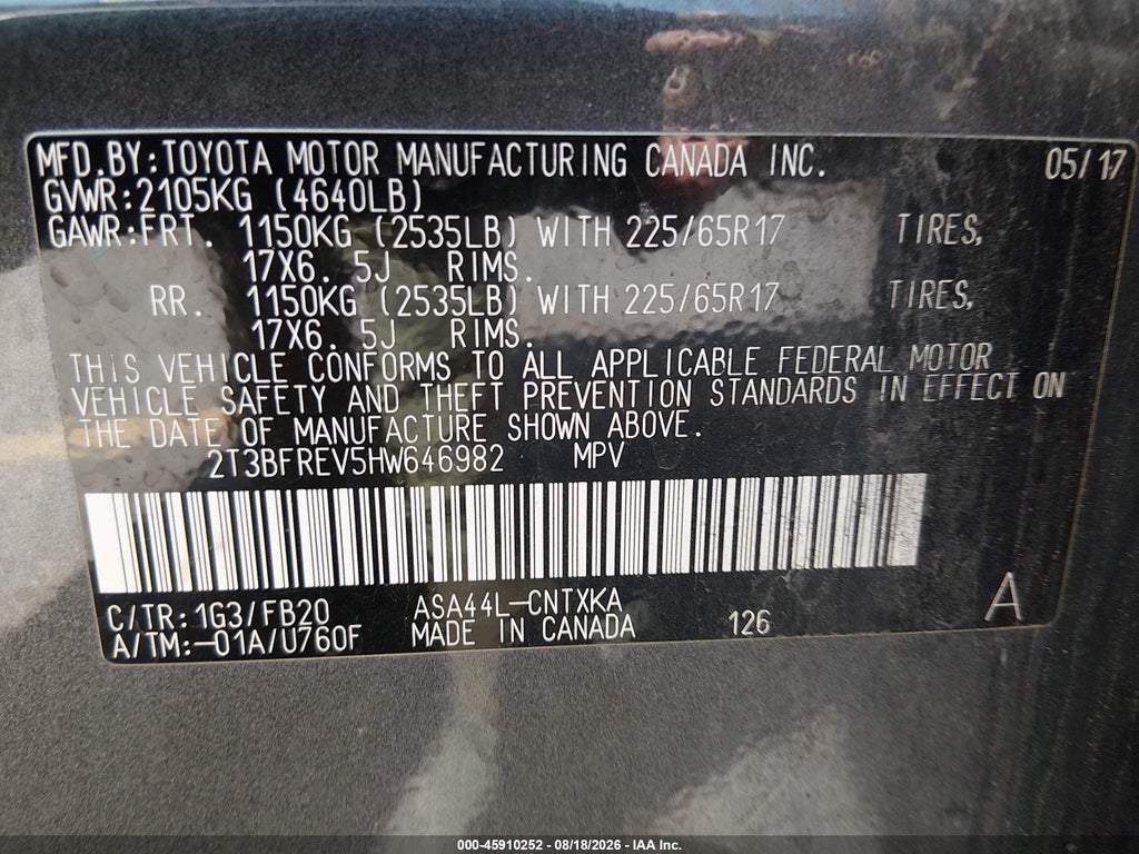 2017 Toyota RAV4 LE photo 9
