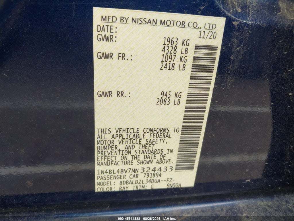 2021 Nissan Altima S FWD photo 9