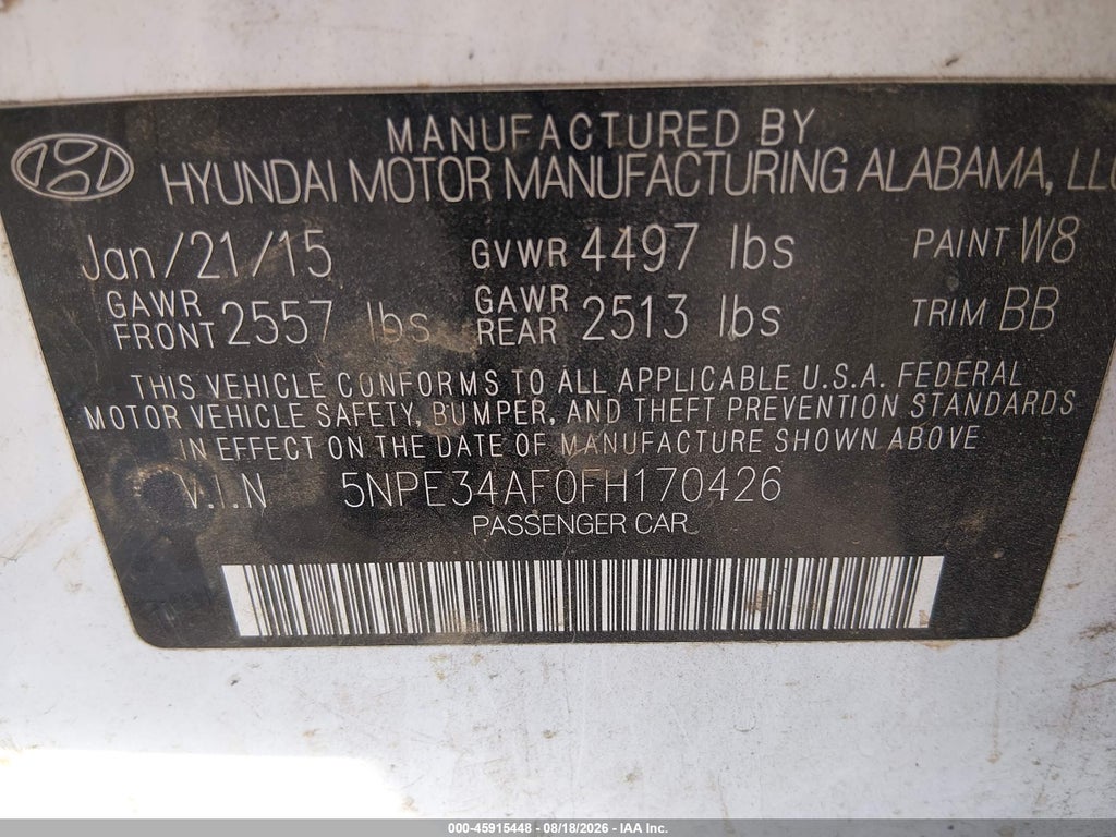 2015 Hyundai Sonata Limited photo 9
