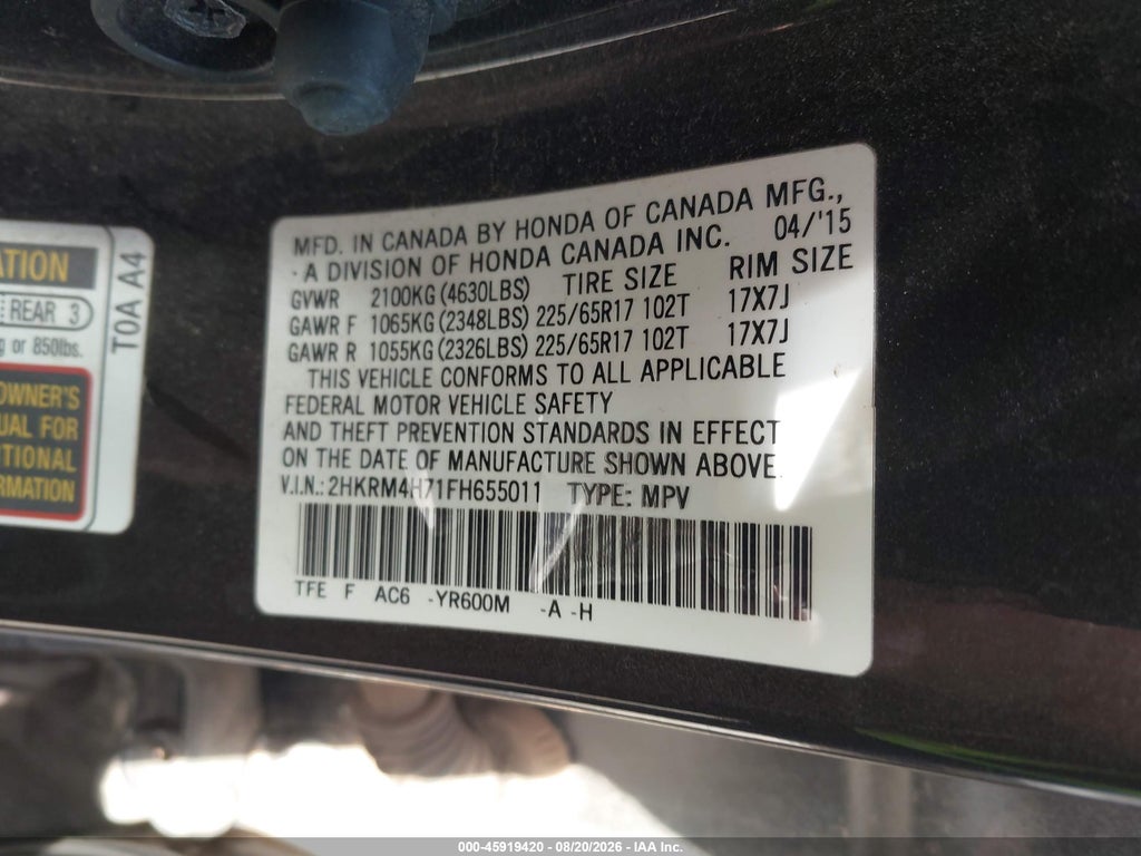 2015 Honda CR-V EX-L photo 9