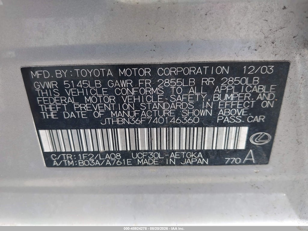 2004 Lexus LS 430 photo 9