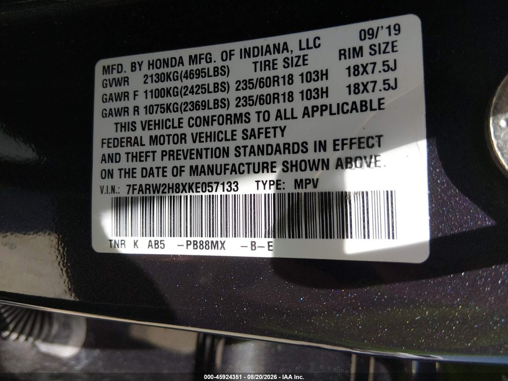 2019 Honda CR-V EX-L photo 9