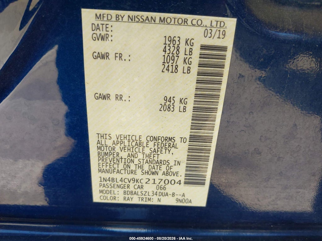 2019 Nissan Altima 2.5 SR photo 9