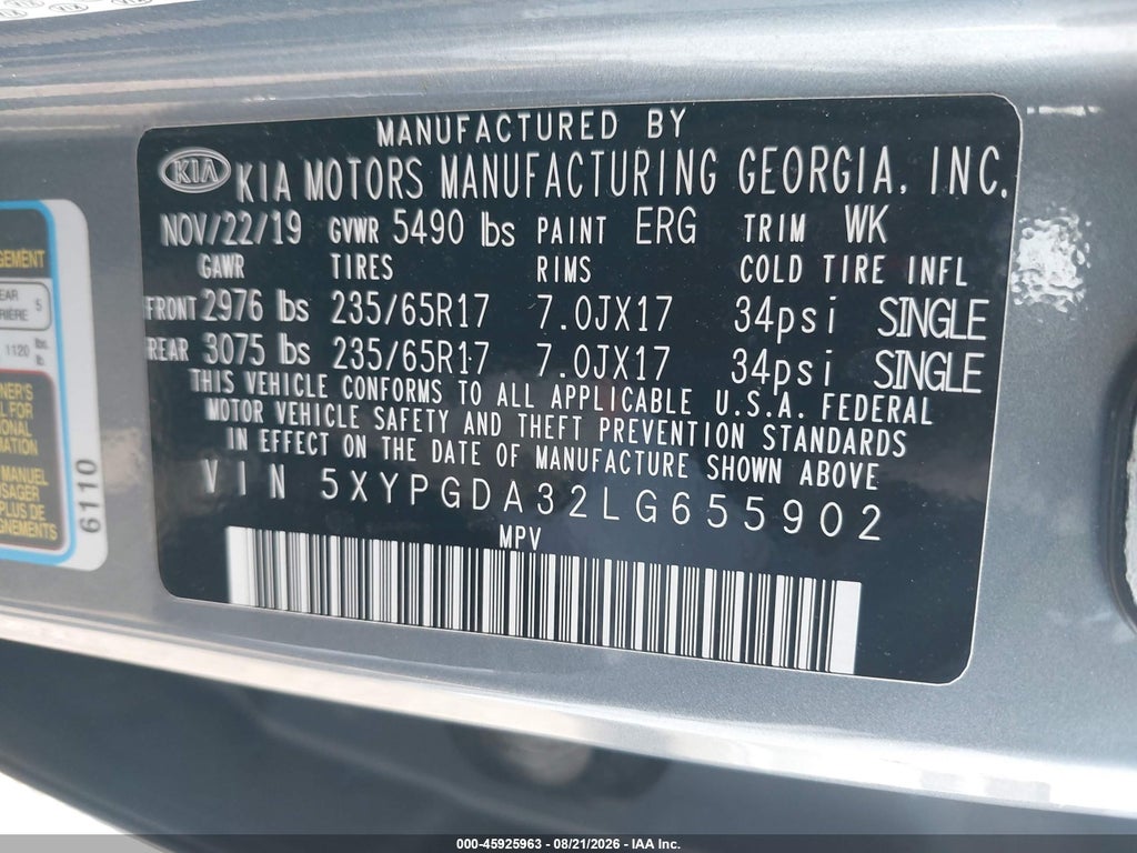 2020 Kia Sorento 2.4L LX photo 9