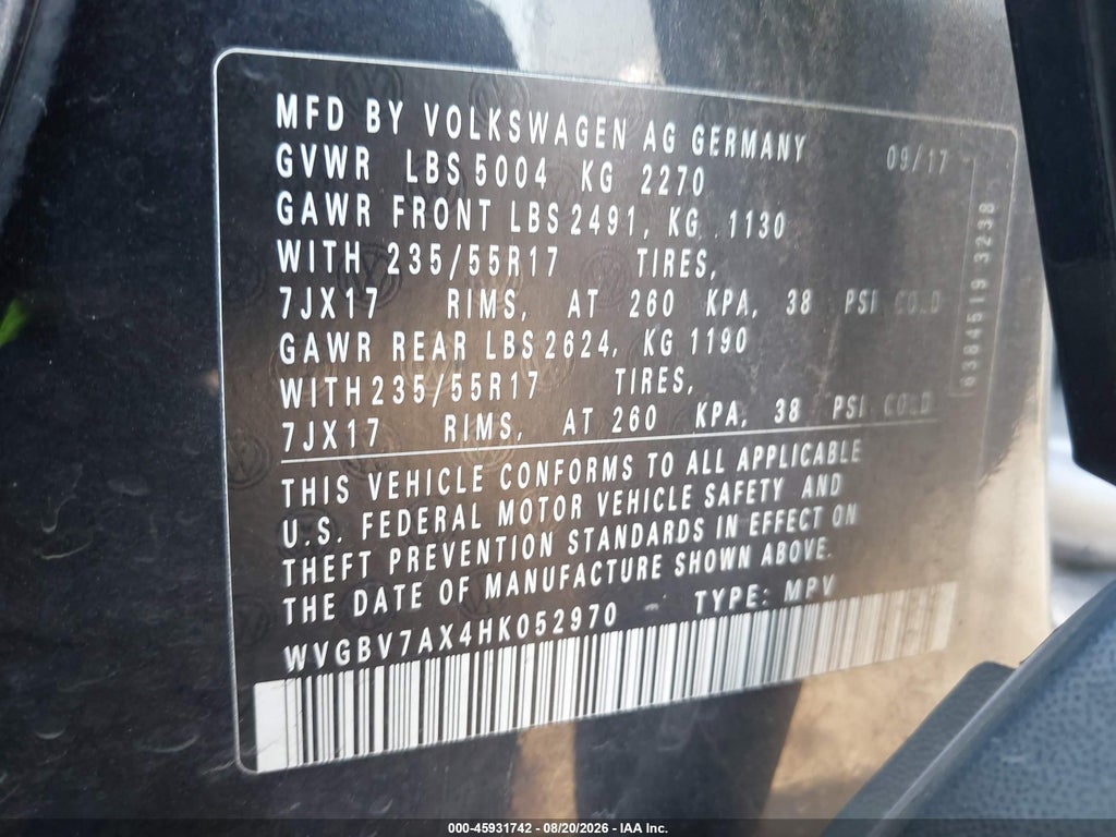 2017 Volkswagen Tiguan 2.0T/2.0T S photo 9