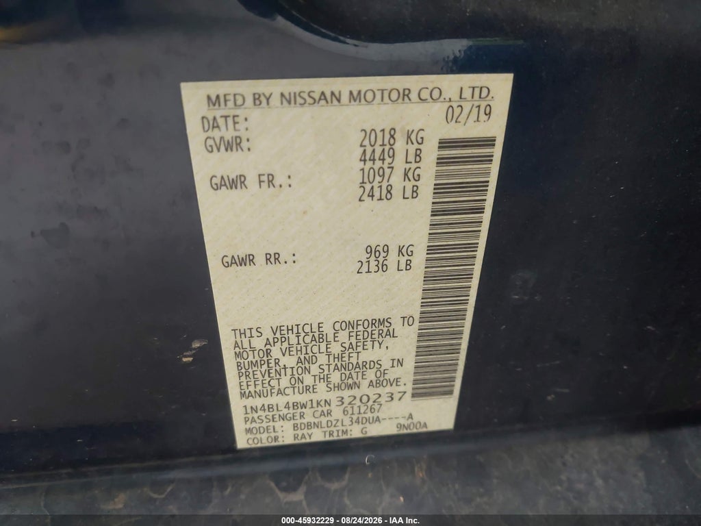 2019 Nissan Altima 2.5 S photo 9