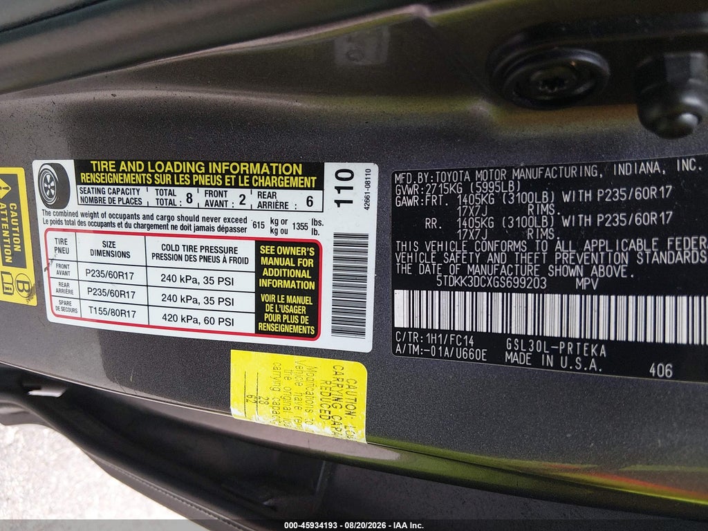 2016 Toyota Sienna LE 8 Passenger photo 9