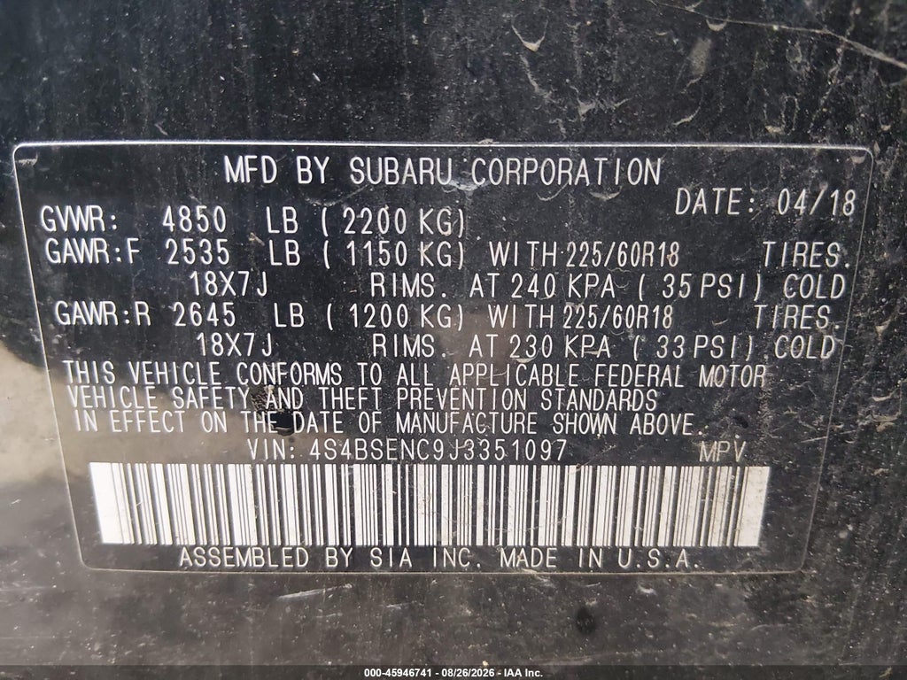 2018 Subaru Outback 3.6R Limited photo 9