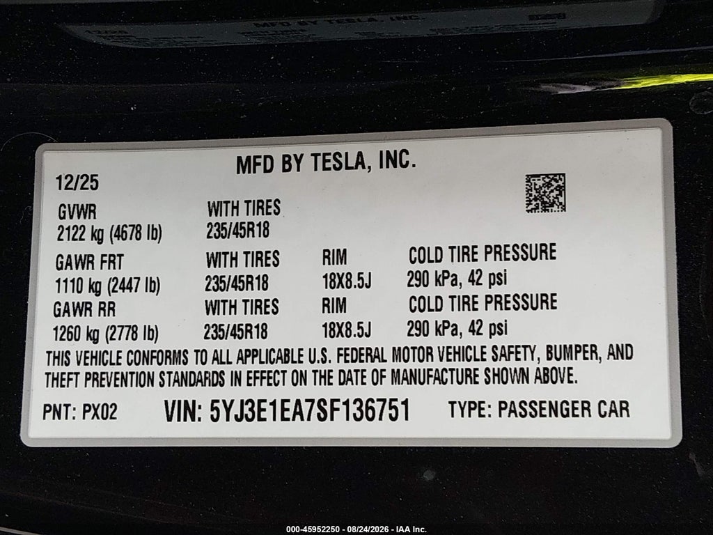 2025 Tesla Model 3 Long Range Rear-Wheel Drive/Standard Rear-Wheel Drive photo 9