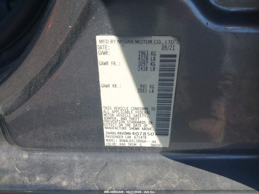 2021 Nissan Altima S FWD photo 9
