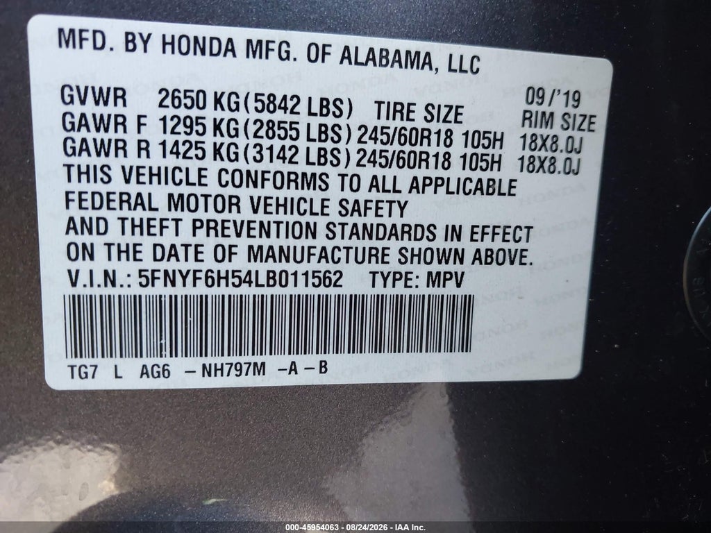 2020 Honda Pilot AWD EX-L photo 9