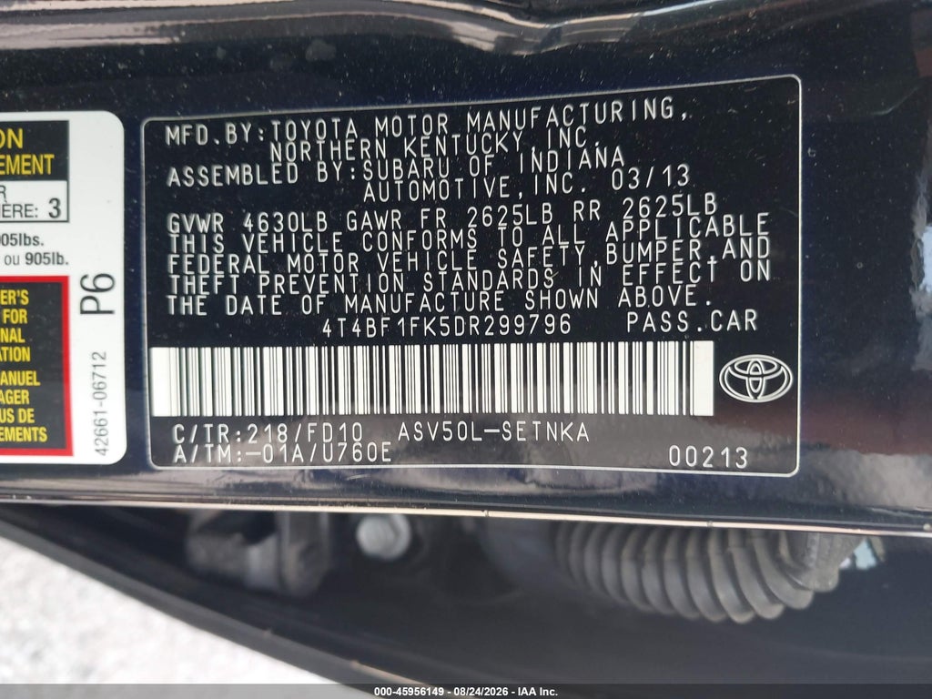 2013 Toyota Camry LE photo 9