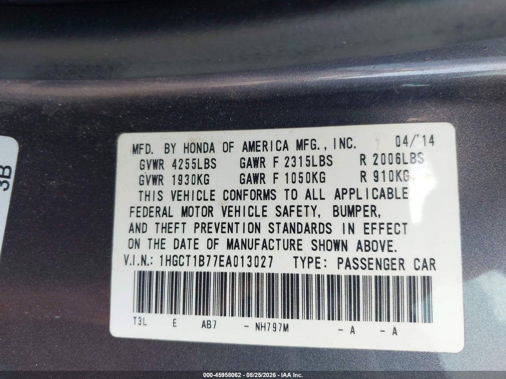2014 Honda Accord EX photo 9
