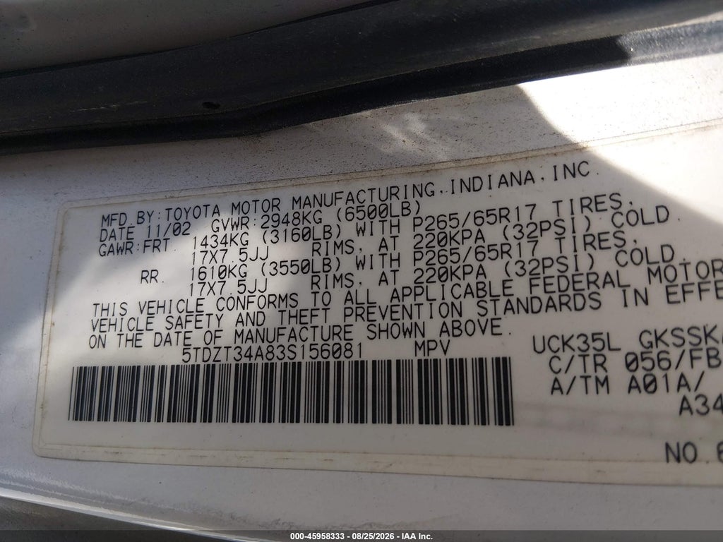 2003 Toyota Sequoia SR5 V8 photo 9