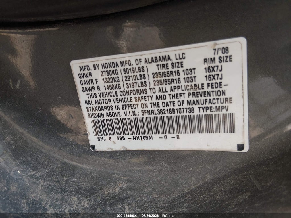 2008 Honda Odyssey LX photo 9