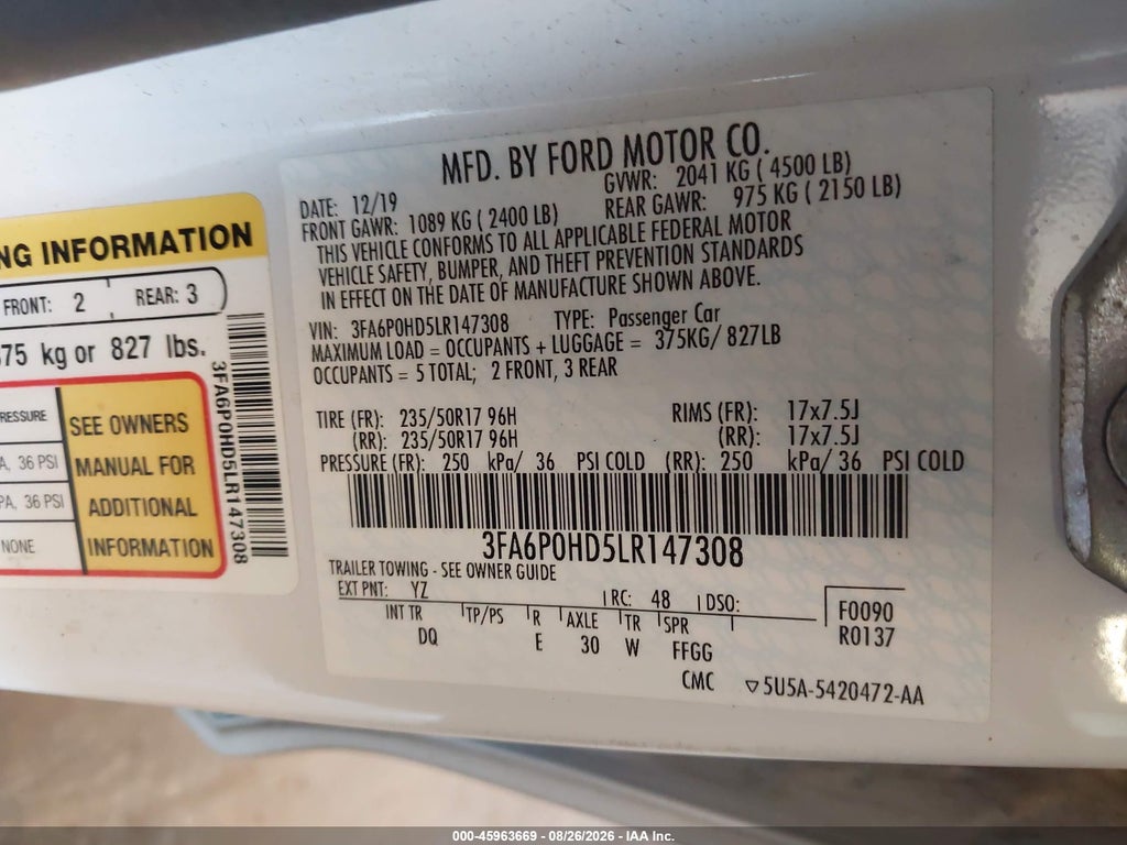 2020 Ford Fusion SE photo 9