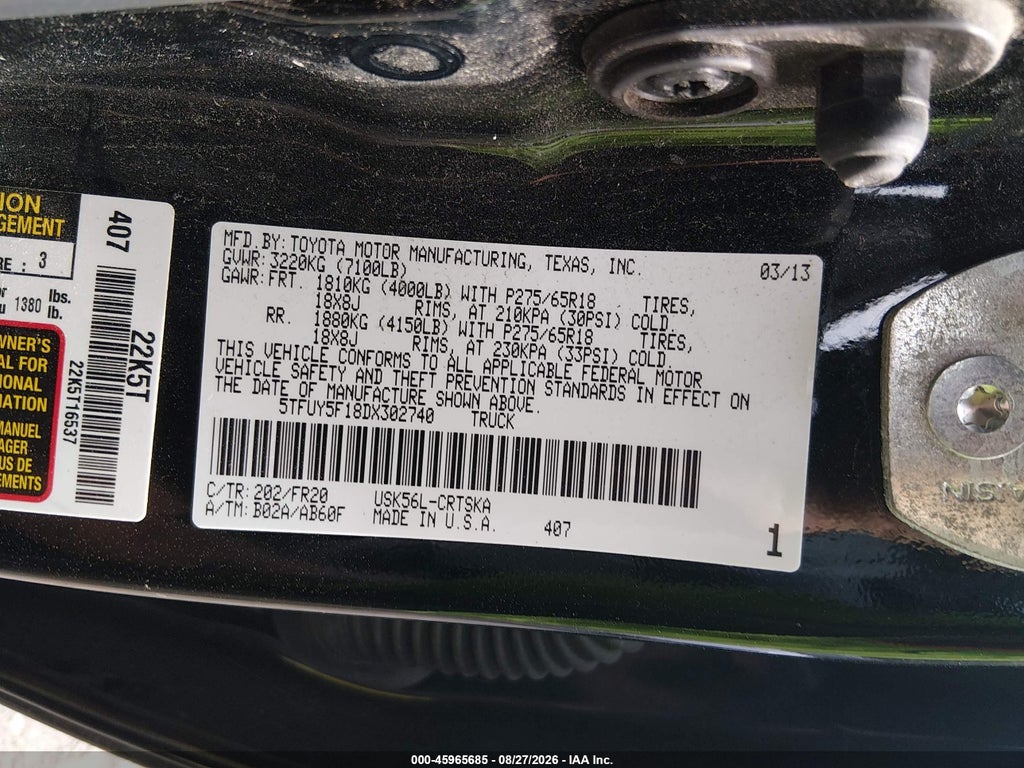 2013 Toyota Tundra Grade 5.7L V8 photo 9