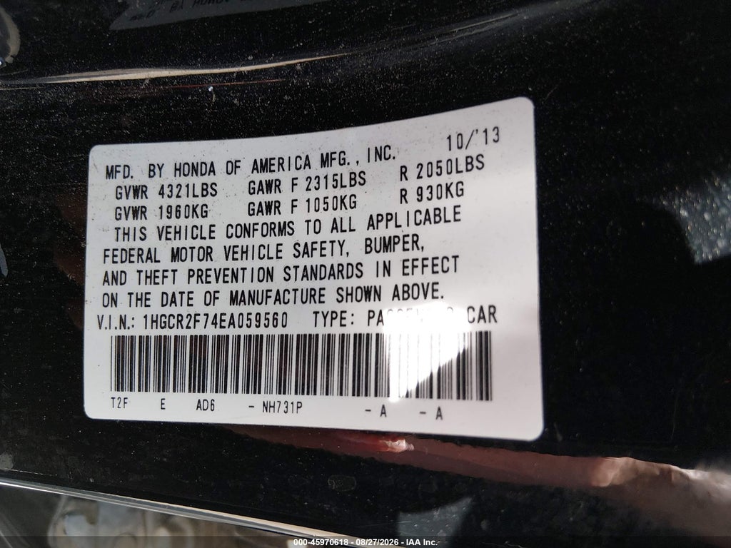 2014 Honda Accord EX photo 9