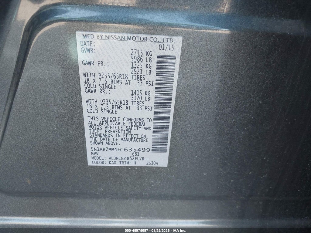 2015 Nissan Pathfinder SL photo 9