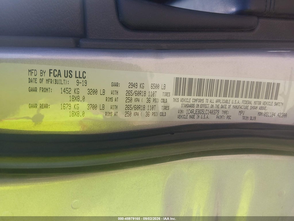 2020 Jeep Grand Cherokee Limited 4X2 photo 9