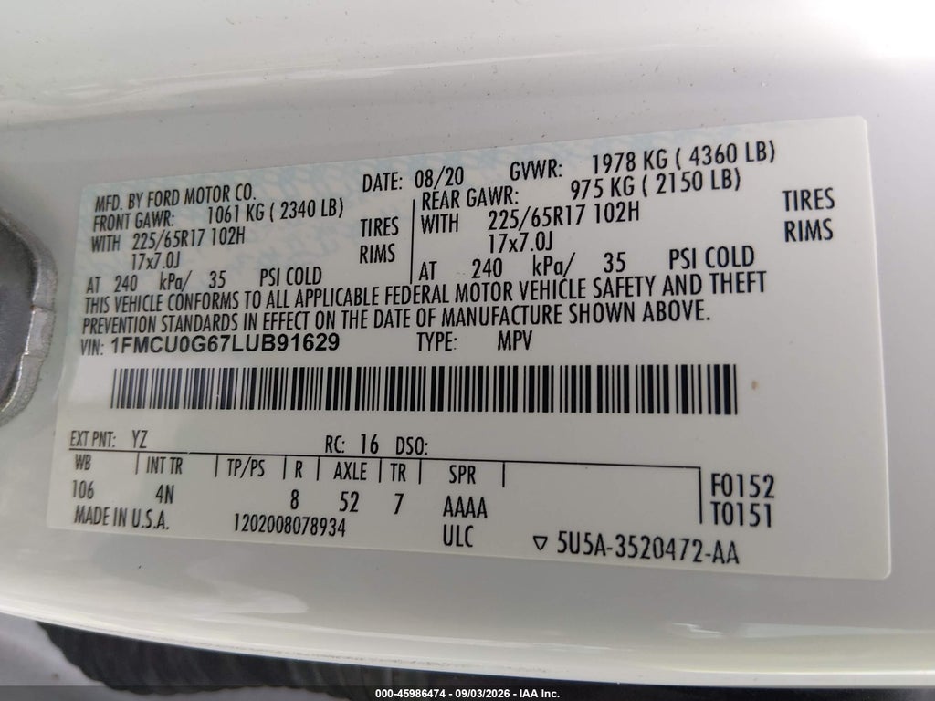 2020 Ford Escape SE photo 9